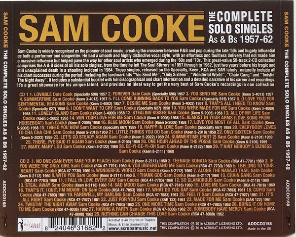Sam Cooke : The Complete Solo Singles As & Bs 1957-62 (2xCDr, Comp)