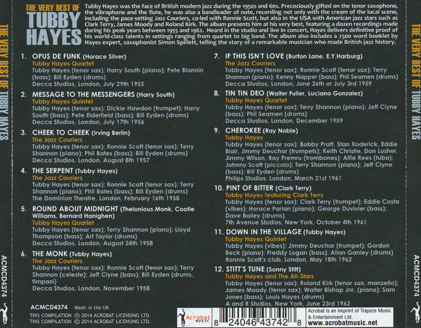 Tubby Hayes : The Very Best Of Tubby Hayes (CDr, Comp)