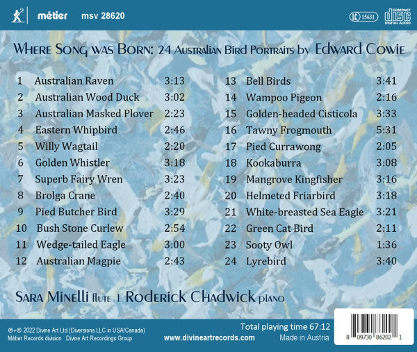 Edward Cowie, Sara Minelli, Roderick Chadwick : Where Song Was Born (CD, Album)