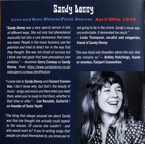 Sandy Denny : Live & Solo: Ebbets Field, Denver April 29th, 1973 (CD)