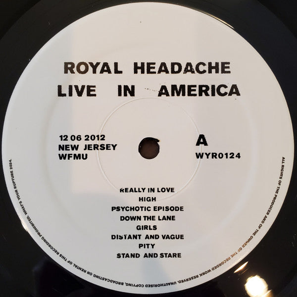 Royal Headache : Live In America (LP, Album, Ltd)