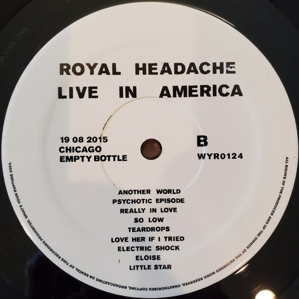 Royal Headache : Live In America (LP, Album, Ltd)