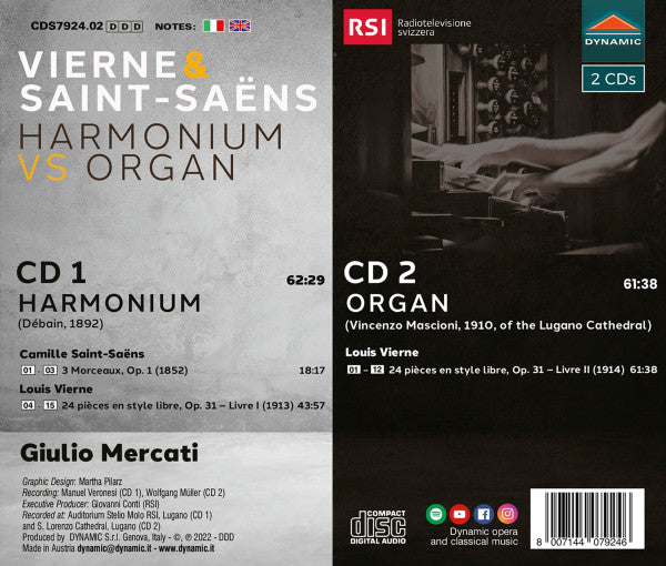 Louis Vierne & Camille Saint-Saëns, Giulio Mercati : Harmonium Vs. Organ (2xCD, Album)