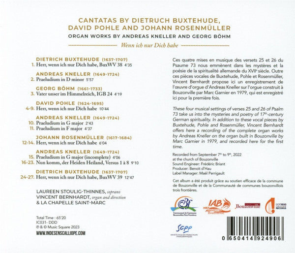 Dieterich Buxtehude, Laureen Stoulig-Thinnes, Vincent Bernhardt, Ensemble De La Chapelle Saint-Marc : Wenn Ich Nur Dich Habe (CD, Album)