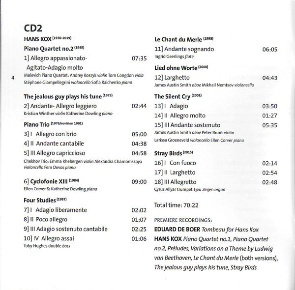 Hans Kox : Chamber Music At Orlando (2xCD)