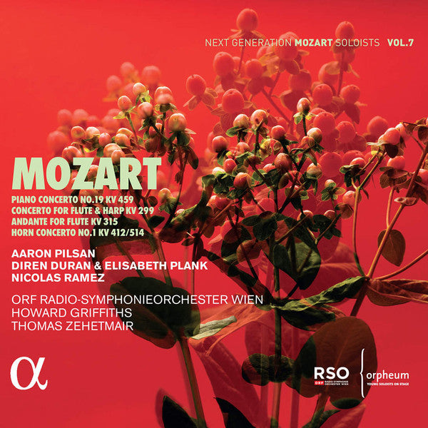 Wolfgang Amadeus Mozart – Aaron Pilsan, Diren Duran & Elisabeth Plank, Nicolas Ramez : Piano Concerto No.19 KV 459 / Concerto For Flute & Harp KV 299 / Andante For Flute KV 315 / Horn Concerto No.1 KV 412/514 (CD, Album)