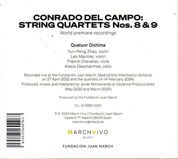 Conrado Del Campo - Quatuor Diotima : String Quartets Nos. 8 & 9 (2xCD, Album)