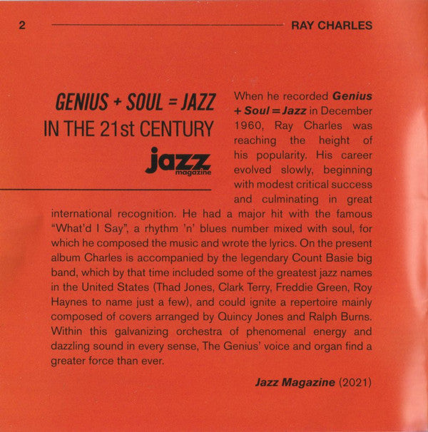 Ray Charles : Genius+Soul = Jazz (CD, Comp)