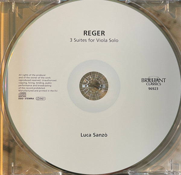Max Reger - Luca Sanzò : 3 Suites For Viola Solo (CD, Album)