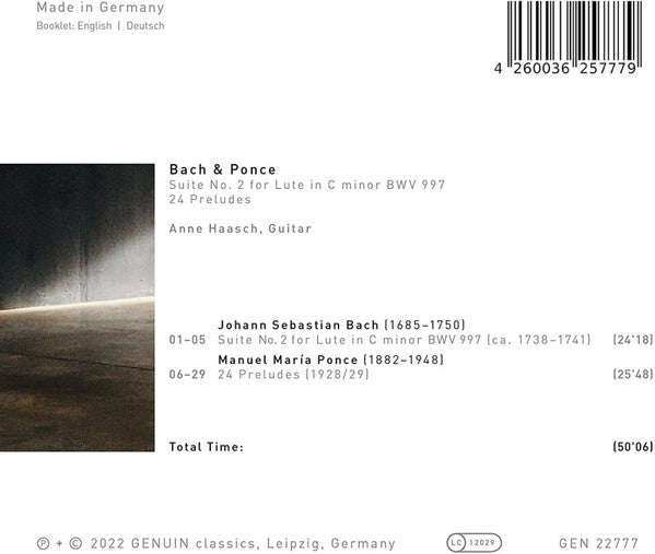 Johann Sebastian Bach & Manuel María Ponce Cuéllar, Anne Haasch : Suite No. 2 For Lute BWV 997 & 24 Preludes (CD, Album)