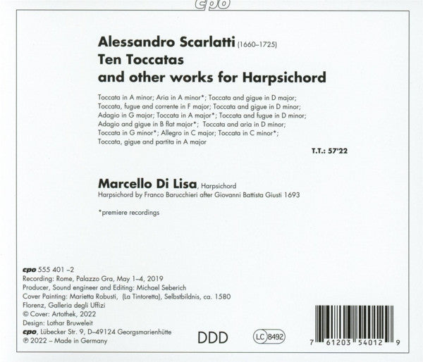 Alessandro Scarlatti, Marcello Di Lisa : L'estro Intelligente Toccatas (CD, Album)