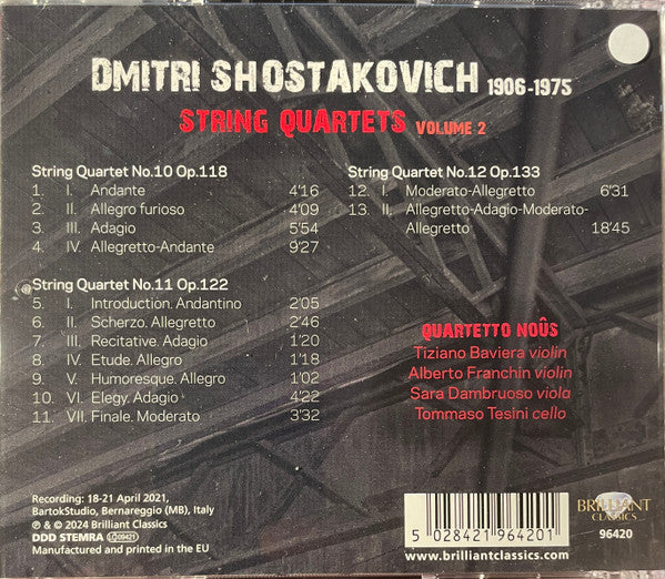 Dmitri Shostakovich, Quartetto Noûs : String Quartets Volume 2 (CD, Album)