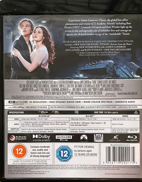 No Artist : Titanic (Ultra HD Blu-ray, 4K, Multichannel + Blu-ray, Mult)