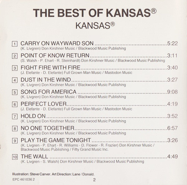 Kansas (2) : The Best Of Kansas (CD, Comp, RE)