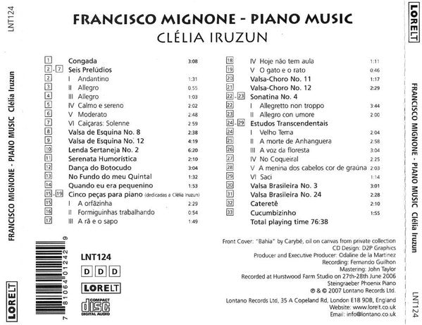 Francisco Mignone, Clélia Iruzun : Francisco Mignone - Piano Music (CD, Album)