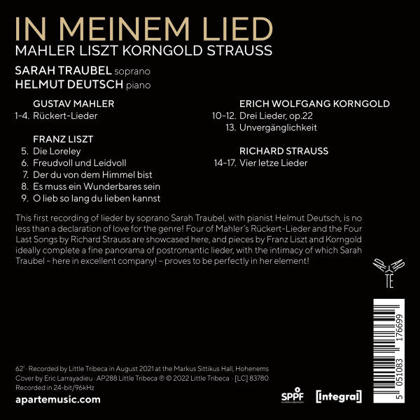 Gustav Mahler, Franz Liszt, Erich Wolfgang Korngold, Richard Strauss, Sarah Traubel, Helmut Deutsch : In Meinem Lied (CD, Album)