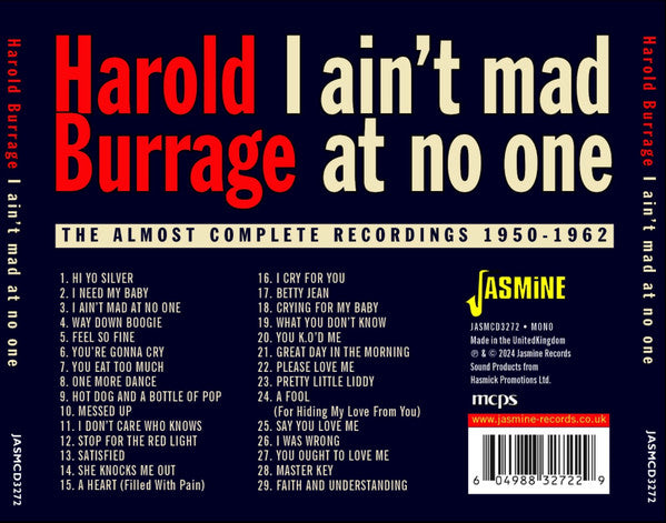 Harold Burrage : I Ain't Mad At No One (CD, Mono)
