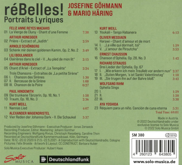 Josefine Göhmann & Mario Häring : RéBelles! Portraits Lyriques (CD, Album)