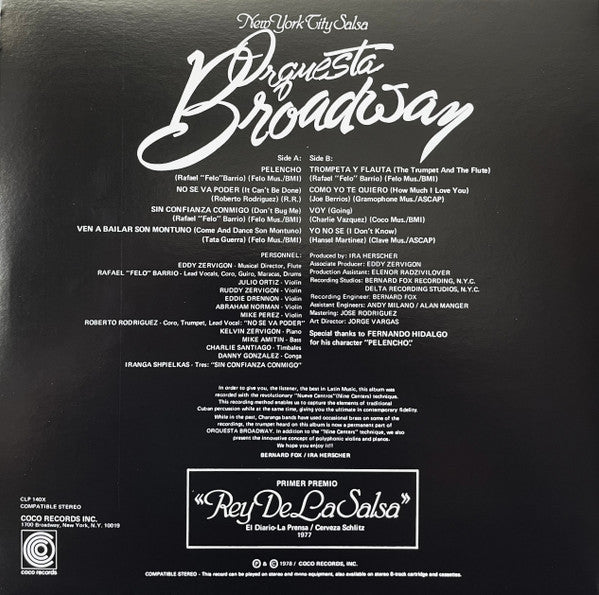 Orquesta Broadway : New York City Salsa (LP, Album, RE,  Tr)