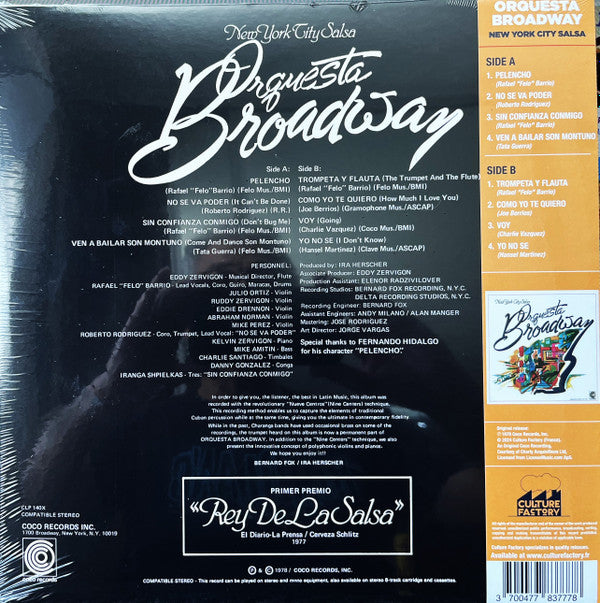 Orquesta Broadway : New York City Salsa (LP, Album, RE,  Tr)