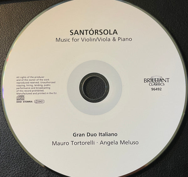 Guido Santórsola - Gran Duo Italiano : Mauro Tortorelli, Angela Meluso : Music For Violin/Viola & Piano (CD, Album)