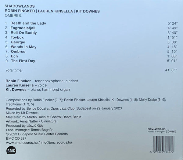 Shadowlands (7) - Robin Fincker | Lauren Kinsella | Kit Downes : Ombres  (CD, Album)
