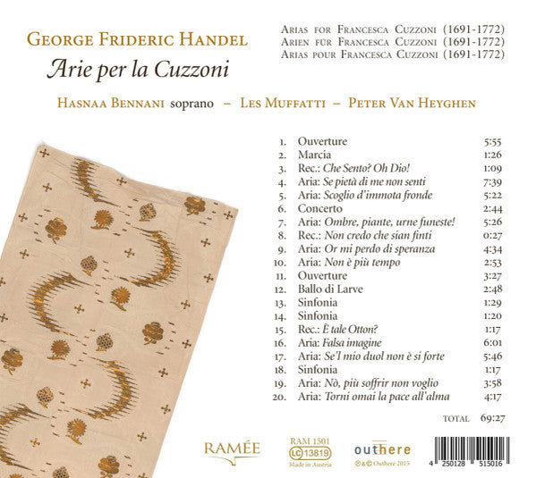 Georg Friedrich Händel – Hasnaa Bennani, Les Muffatti, Peter Van Heyghen : Arie Per La Cuzzoni (CD, Album)