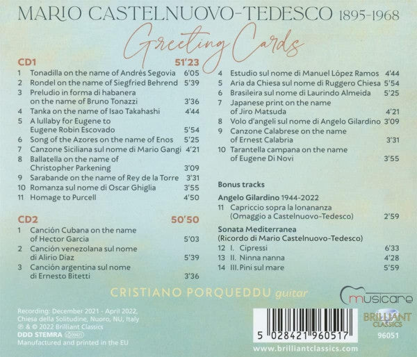 Mario Castelnuovo-Tedesco - Cristiano Porqueddu : Greeting Cards (CD, Album)
