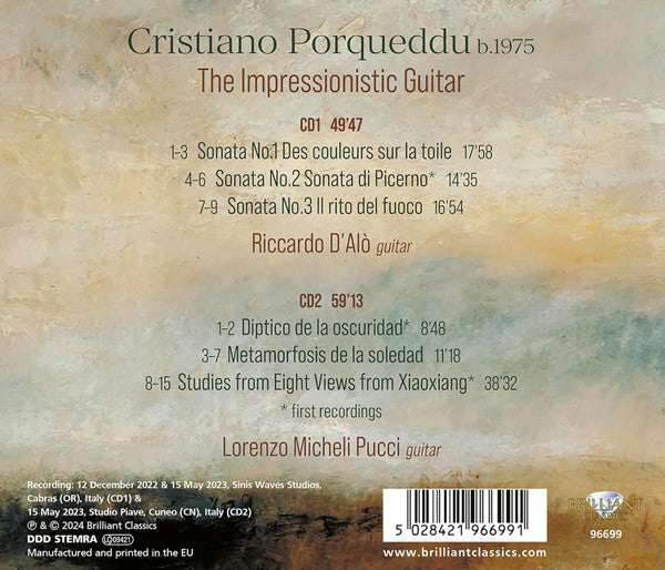 Cristiano Porqueddu - Riccardo D'Alò, Lorenzo Micheli Pucci : The Impressionistic Guitar (2xCD, Album)