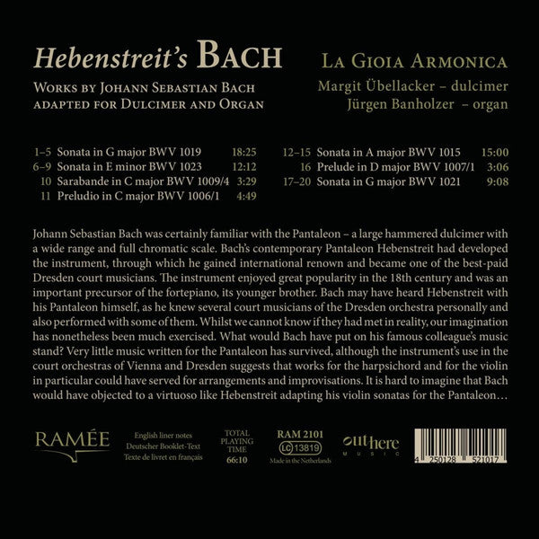 La Gioia Armonica, Margit Übellacker, Jürgen Banholzer : Hebenstreit's Bach (CD, Album)