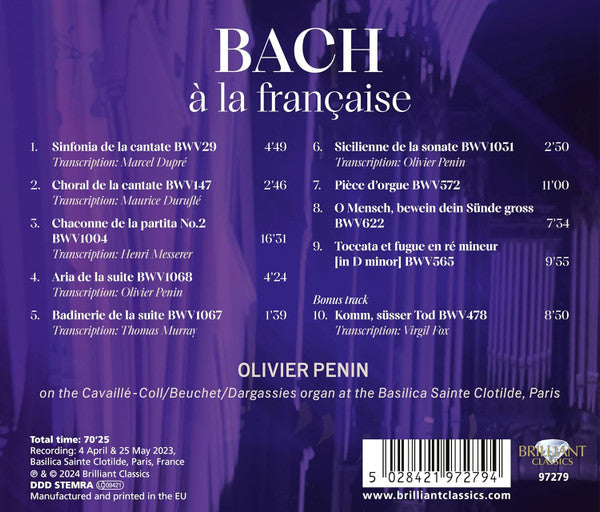 Johann Sebastian Bach - Olivier Penin : Bach À La Française (CD, Album)