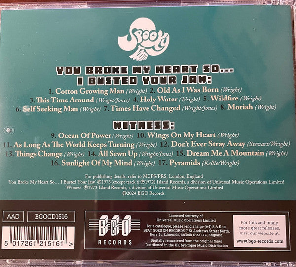 Spooky Tooth : You Broke My Heart So...I Busted Your Jaw / Witness (CD, Comp, RE)