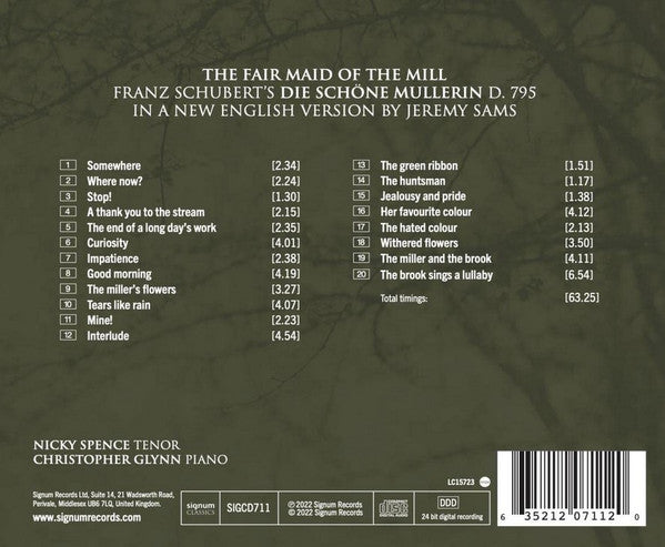 Franz Schubert, Christopher Glynn, Nicky Spence : The Fair Maid Of The Mill (CD, Album)