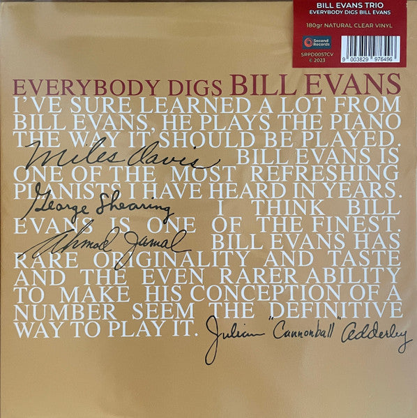 The Bill Evans Trio : Everybody Digs Bill Evans (LP, RE, 180)