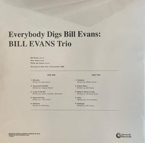 The Bill Evans Trio : Everybody Digs Bill Evans (LP, RE, 180)