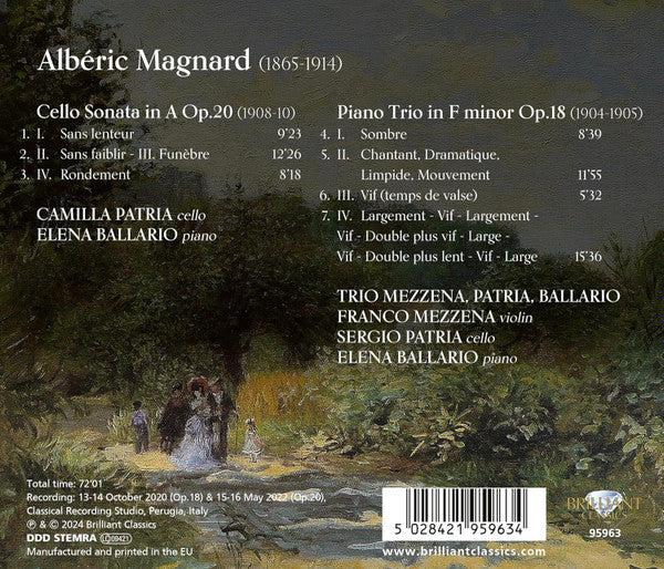 Albéric Magnard - Camilla Patria, Elena Ballario, Franco Mezzena, Sergio Patria : Cello Sonata Op.20, Piano Trio Op.18 (CD, Album)