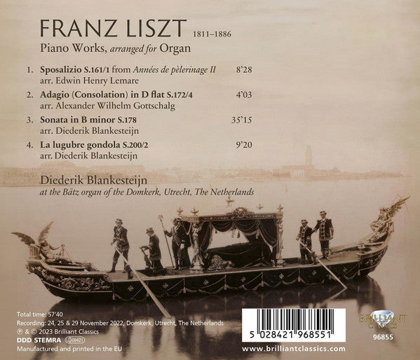 Franz Liszt - Diederik Blankesteijn : Piano Works, Arranged For Organ (CD, Album)