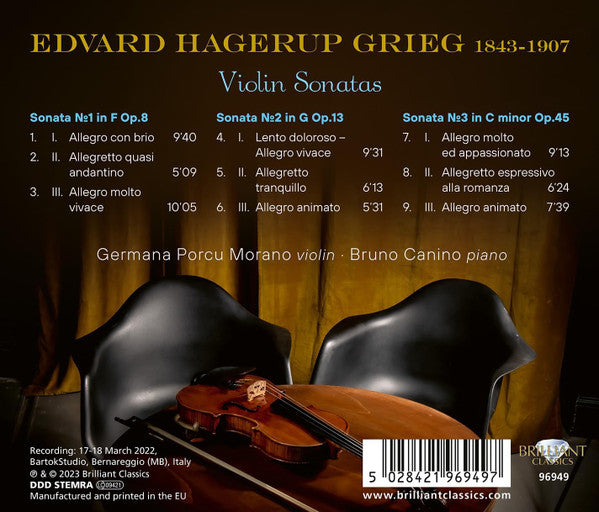 Edvard Grieg - Germana Porcu, Bruno Canino : Violin Sonatas (CD, Album)