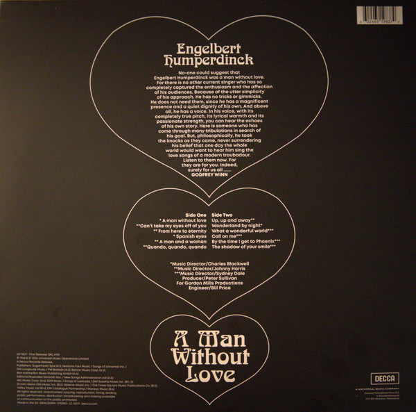 Engelbert Humperdinck : A Man Without Love (LP, Album, RP, Bot)