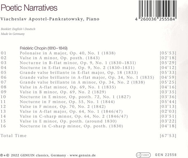Viacheslav Apostel-Pankratowsky : Poetic Narratives (CD, Album)