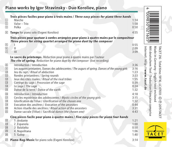 Igor Stravinsky, Duo Koroliov : ... L'On Y Danse... (Le Sacre Du Printemps & Other Piano Works) (CD, Album)