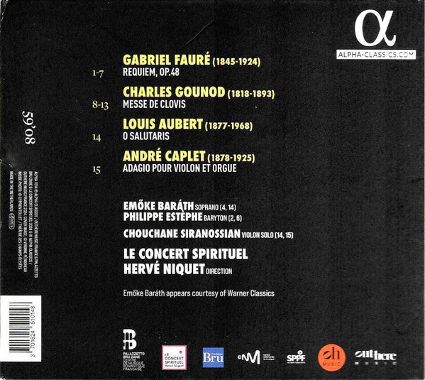 Gabriel Fauré, Charles Gounod, Emöke Barath, Philippe Estèphe, Le Concert Spirituel, Hervé Niquet : Fauré Requiem - Gounoud Messe de Clovis (CD, Album)