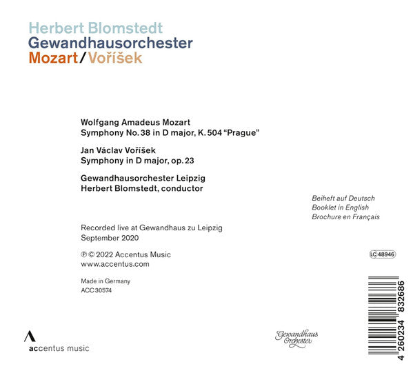 Herbert Blomstedt, Gewandhausorchester Leipzig, Wolfgang Amadeus Mozart, Jan Václav Hugo Voříšek : Mozart/Voříšek (CD)