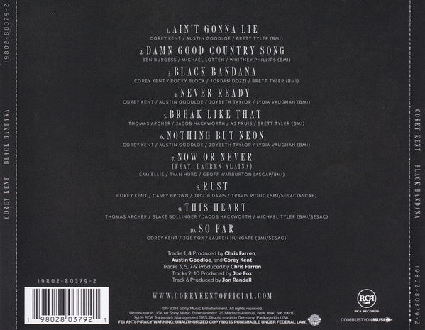 Corey Kent White : Black Bandana (CD, Album)