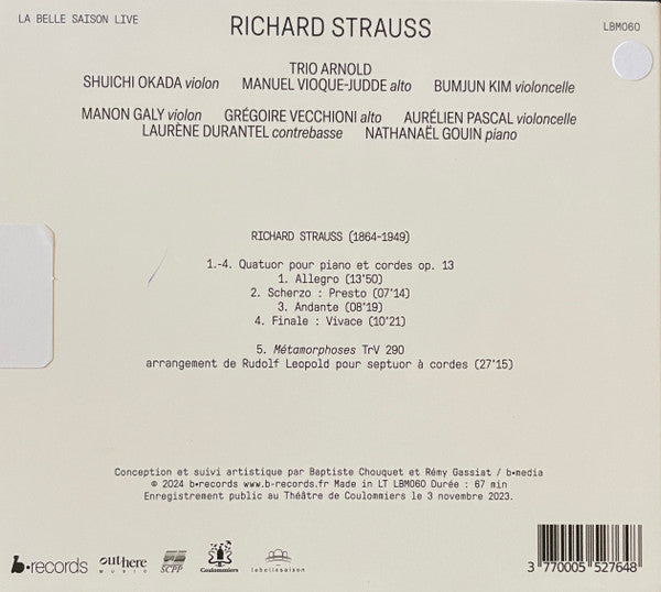 Richard Strauss, Various : Quatuor Pour Piano Et Cordes / Métamorphoses Pour Septuor A Cordes (CD)