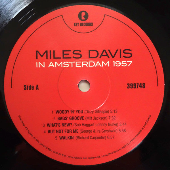 Miles Davis  Featuring  Barney Wilen : In Amsterdam 1957 (LP, Album, Ltd, Unofficial, 180)