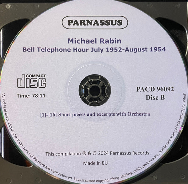 Michael Rabin : On The Bell Telephone Hour (Years 1950-54) (2xCD, Comp)