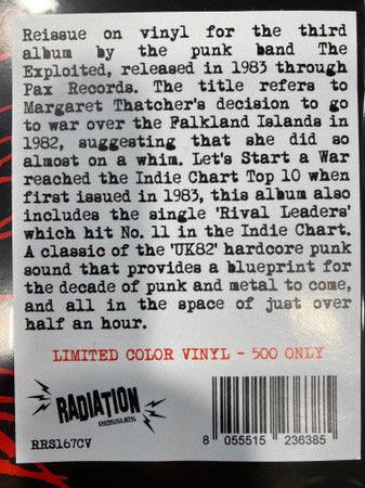 The Exploited : Let's Start A War... ...Said Maggie One Day (LP, Album, Ltd, RE, Yel)