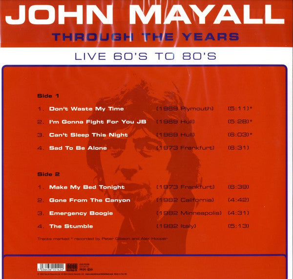 John Mayall : Through The Years Live 60's To 80's (LP, Album, Ltd, Blu)