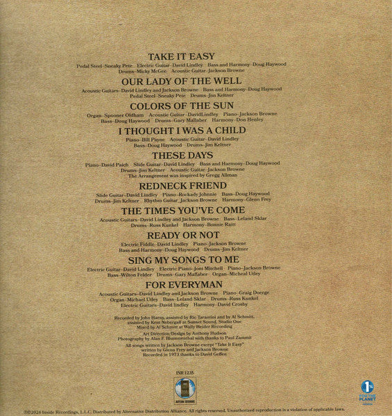 Jackson Browne : For Everyman (LP, Album, RE, RM, 180)